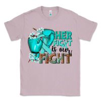 Lilac Her fight is our fight Ovarian Cancer teal ribbon Classic Tee - NancyCooperArtShop