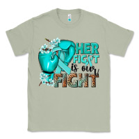 Matcha Her fight is our fight Ovarian Cancer teal ribbon Classic Tee - NancyCooperArtShop