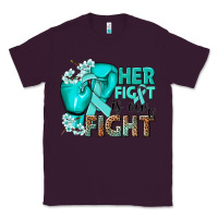 Plum Her fight is our fight Ovarian Cancer teal ribbon Classic Tee - NancyCooperArtShop