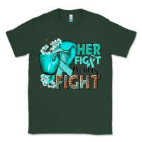 Sports Green Her fight is our fight Ovarian Cancer teal ribbon Classic Tee - NancyCooperArtShop