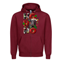 Burgundy Christmas ho ho ho black angus Zipper Hoodie - LillyAllenDesigns
