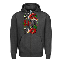 Charcoal Heather Christmas ho ho ho black angus Zipper Hoodie - LillyAllenDesigns