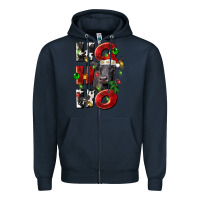 Navy Christmas ho ho ho black angus Zipper Hoodie - LillyAllenDesigns