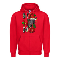 Red Christmas ho ho ho black angus Zipper Hoodie - LillyAllenDesigns