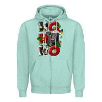 Seafoam Christmas ho ho ho black angus Zipper Hoodie - LillyAllenDesigns