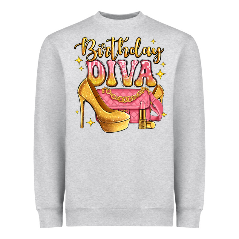 Birthday Diva Pink And Gold Glitter Heavyweight Sweatshirt by LillyAllenDesigns | Teevron