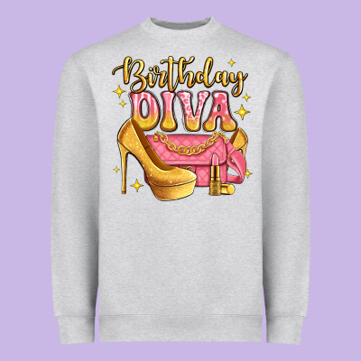 Birthday Diva Pink And Gold Glitter Heavyweight Sweatshirt Designed By Lillyallendesigns