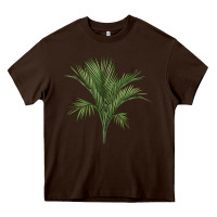 Chocolate Brown Botanical Majesty Palm Illustrations Heavy Core Tee - LillyAllenDesigns