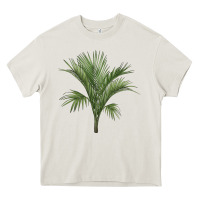 Cream Botanical Majesty Palm Illustrations Heavy Core Tee - LillyAllenDesigns