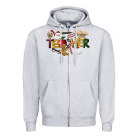Heather Grey christmas teacher Zipper Hoodie - LillyAllenDesigns