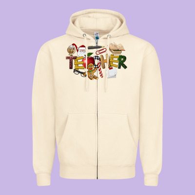 Christmas Teacher Zipper Hoodie Designed By Lillyallendesigns