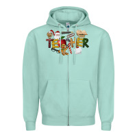 Seafoam christmas teacher Zipper Hoodie - LillyAllenDesigns