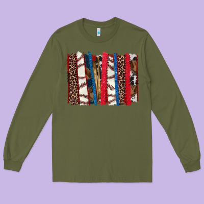 Baseball Brushstroke Long Sleeve Tee Designed By Howdyjamesfarm