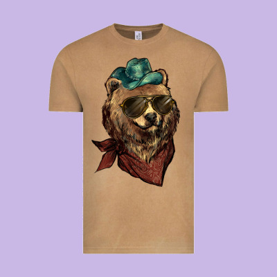 Bear Cowboy Bandana Glasses Vintage Tee Designed By Howdyjamesfarm
