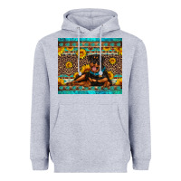 Heather Grey Rottweiler with western background Heavyweight Hoodie - Artiststas