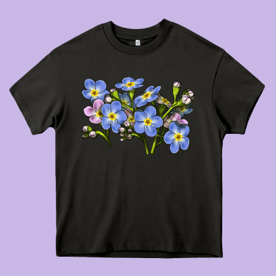 Forget Me Not Flower Illustrations Heavy Core Tee Designed By Lillyallendesigns