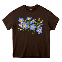 Chocolate Brown Forget Me Not Flower Illustrations Heavy Core Tee - LillyAllenDesigns