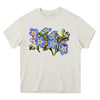 Cream Forget Me Not Flower Illustrations Heavy Core Tee - LillyAllenDesigns