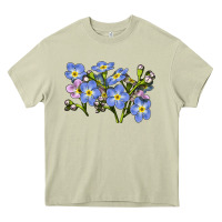 Mossy Forget Me Not Flower Illustrations Heavy Core Tee - LillyAllenDesigns