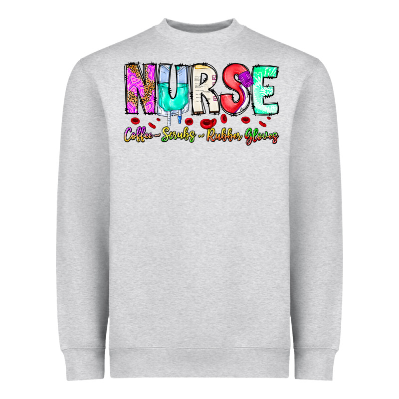 Nurse Coffee Scrubs Rubber Gloves Heavyweight Sweatshirt by CowhideDigitalArt | Teevron