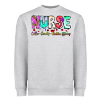 Heather Grey Nurse Coffee Scrubs Rubber Gloves Heavyweight Sweatshirt - CowhideDigitalArt