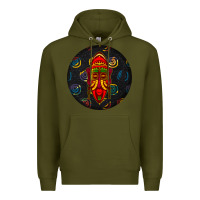 Army Green african masks round earrings 2 Premium Hoodie - BundleAndBundleShop
