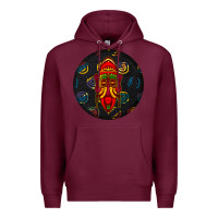 Burgundy african masks round earrings 2 Premium Hoodie - BundleAndBundleShop