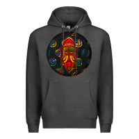 Charcoal Heather african masks round earrings 2 Premium Hoodie - BundleAndBundleShop