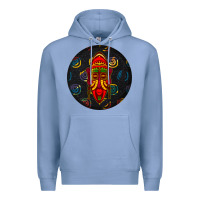 Colony Blue african masks round earrings 2 Premium Hoodie - BundleAndBundleShop