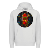 Dove Grey african masks round earrings 2 Premium Hoodie - BundleAndBundleShop
