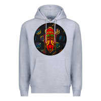 Heather Grey african masks round earrings 2 Premium Hoodie - BundleAndBundleShop