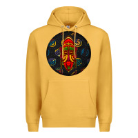 Mustard african masks round earrings 2 Premium Hoodie - BundleAndBundleShop