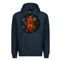 Navy african masks round earrings 2 Premium Hoodie - BundleAndBundleShop