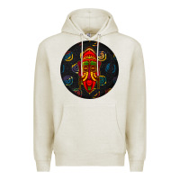 Oatmeal Heather african masks round earrings 2 Premium Hoodie - BundleAndBundleShop