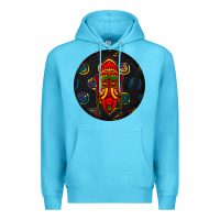 Ocean Blue african masks round earrings 2 Premium Hoodie - BundleAndBundleShop