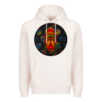 Pale Pink african masks round earrings 2 Premium Hoodie - BundleAndBundleShop