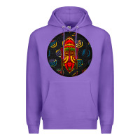 Purple african masks round earrings 2 Premium Hoodie - BundleAndBundleShop