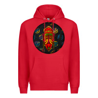 Red african masks round earrings 2 Premium Hoodie - BundleAndBundleShop