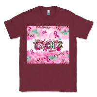 Burgundy Breast Cancer Teacher Classic Tee - NancyCooperArtShop