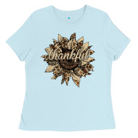 Baby Blue thankful sunflower Ladies Tee - Bettercallsaul