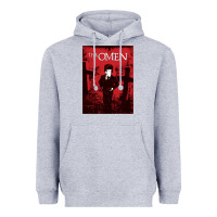 Heather Grey The Omen Horror Movie Heavyweight Hoodie - minhPixels