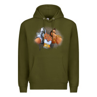 Army Green Sneaker and heel afro woman Premium Hoodie - RanaPortraitStore