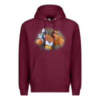 Burgundy Sneaker and heel afro woman Premium Hoodie - RanaPortraitStore
