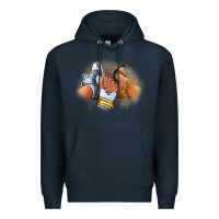Navy Sneaker and heel afro woman Premium Hoodie - RanaPortraitStore