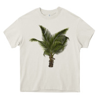 Cream palm tree Heavy Core Tee - LillyAllenDesigns