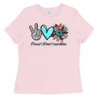 Bubblegum Pink Peace Love Sunshine Ladies Tee - Bettercallsaul
