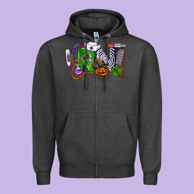 Halloween Rn Registered Nurse Zipper Hoodie Designed By Lillyallendesigns