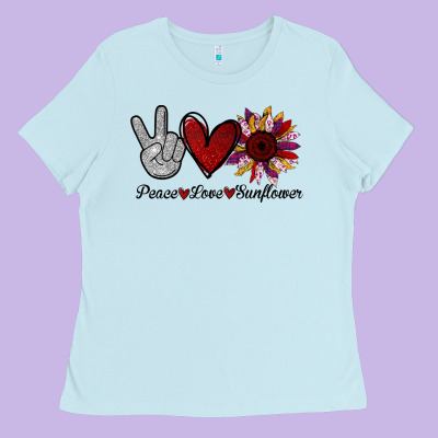 Peace Love Sunflower Ladies Tee Designed By Bettercallsaul