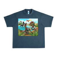 Midnight Navy dinosaurs Urban Heavy Tee - TumblerDesignByShophia