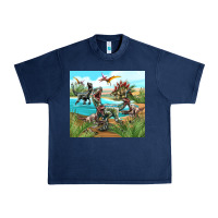 Navy dinosaurs Urban Heavy Tee - TumblerDesignByShophia